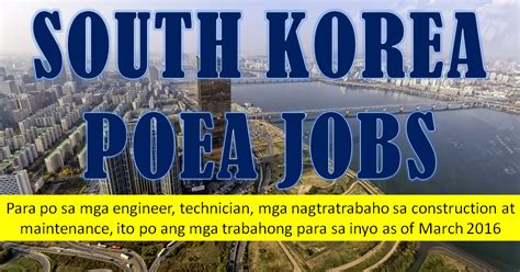 POEA Approved Job Orders in South Korea for November 2019.